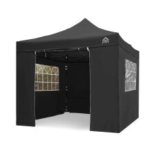 All Seasons Gazebos 3x3m Waterproof Pop Up with Premium Side Walls & Accessories | Heavy Duty, High-Grade Materials (Black)