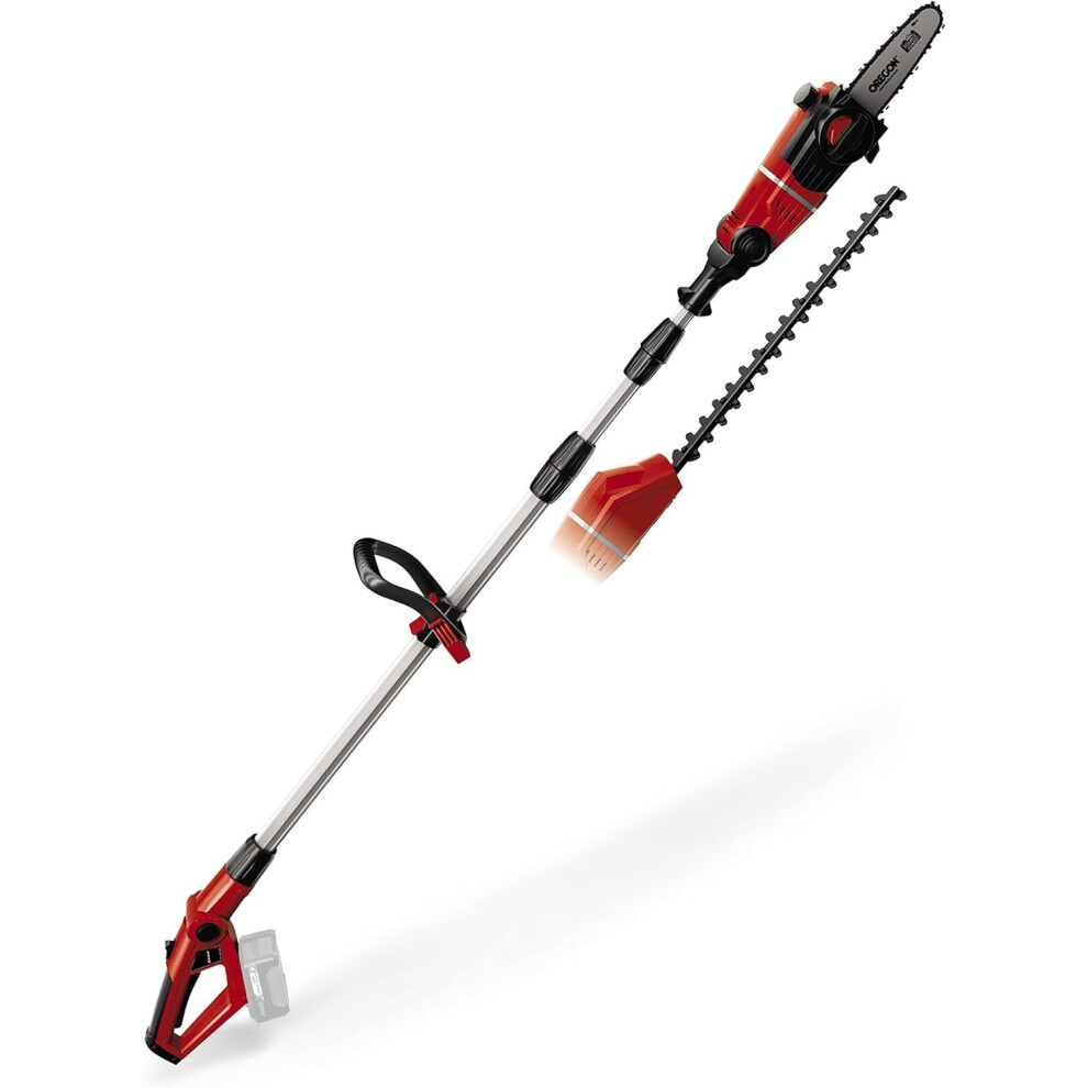 Einhell Power X-Change 18V Cordless Multifunctional Garden Tool - 2-in-1 Long Reach Hedge Trimmer And Mini Chainsaw / Pruning Saw - GE-HC 18 Li T Solo