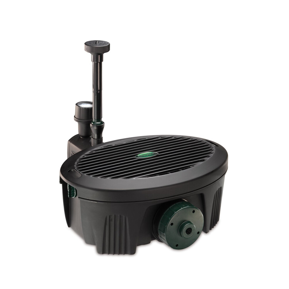 Blagdon Inpond 5-in-1 2000 Easy Care Clean Pond Solution, 10w Pond Pump & Filter with UV Clarifier for Algae Control and Clear Water, LED Light, 3