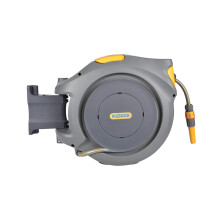 HOZELOCK - Auto Reel 30m wall-mounted hose reel : Easy to Install, Lock, Auto-rewind, Ready-to-use Reel With Nozzle, Fittings, Hozelock Hose and