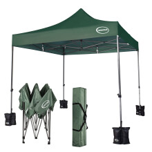 MAXIMUS HEAVY DUTY POP UP GAZEBO 3m x 3m COMMERCIAL MARKET STALL WITH 4 WEIGHT BAGS (No Walls, Green)
