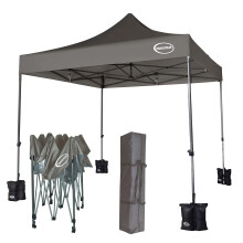 MAXIMUS HEAVY DUTY POP UP GAZEBO 3m x 3m COMMERCIAL MARKET STALL WITH 4 WEIGHT BAGS (No Walls, Grey)
