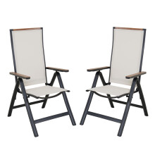 Grand patio Aluminium Folding Chair 2 Pcs, Garden Dining Chair with Armrests, Adjustable 6 Position High Backrest, Recliners for Indoor, Outdoor,