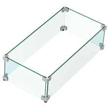 MESIDA 31"x12"x6" Fire Pit Glass Wind Guard, Tempered Glass Firepit Table Shield, Thick and Sturdy, with Hard Aluminum Corner Bracket & Rubber Feet
