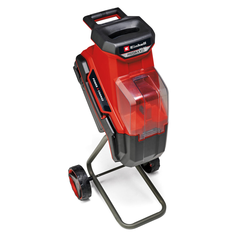 Einhell Power X-Change Cordless Garden Shredder - 3 Reversible Steel Blades, 25mm Branch Capacity, Large 55L Collection Sack - REDAXXO 36/25 Battery