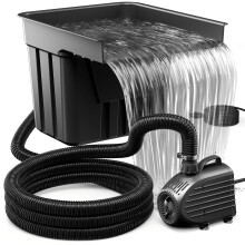 Biling Pond Waterfall Filter Kit with 4500L/H Pump, Complete Filtration System Garden Waterfall Feature | Stainless Steel Plant Shelf, 3 m Hose Ideal