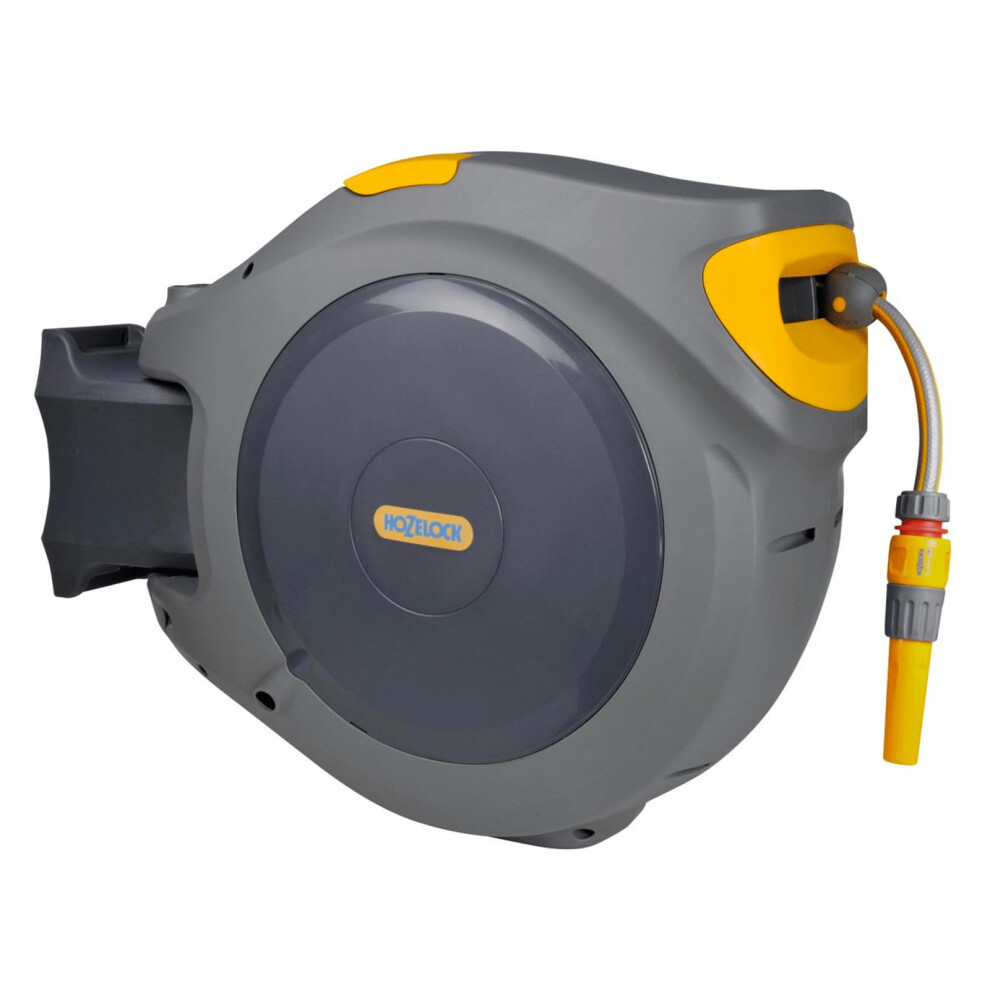 HOZELOCK - Auto Reel Wall-mounted 40m: Easy to Install, Child-lock, Auto-rewind, Ready-to-use with Nozzle, Fittings, Hozelock Hose and Accessories