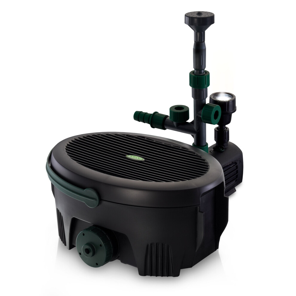 Blagdon Inpond 5-in-1 6000 Easy Care Clean Pond Solution, 26.5w Pond Pump & Filter with UV Clarifier for Algae Control and Clear Water, LED Light, 3