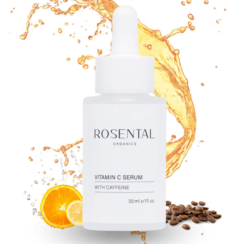 Rosental Organics Vitamin C Serum With Caffeine (30 Ml) - Against Pigment Spots And Acne Scars - Anti-Ageing - Against Wrinkles - Brightening Face