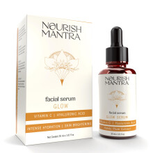 Nourish Mantra Glow Facial Serum, Vitamin C and Hyaluronic Acid, Skin Brightening, 30ml