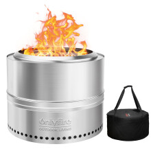 Onlyfire ?50 cm Smokeless Fire Pit Wood Burning, Stainless Steel Portable Outdoor Bonfire Stove with Carrying Bag for Camping, Tailgating, Patio,