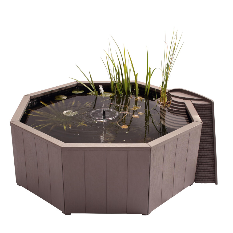 Blagdon Liberty No Dig Nature Pool, Raised Pond for Garden or Patio, Click Fit Easy Construction, with Floating Solar Fountain Pump, Bird Landing