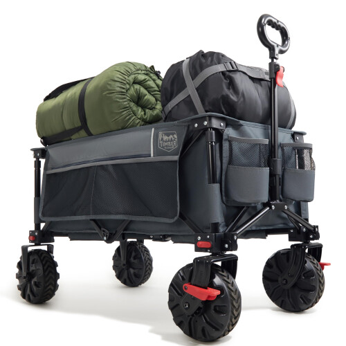 Timber Ridge Extended Collapsing Trolley TIMBER RIDGE Festival Trolley Detachable Big Wheels with Brakes, 135L ...