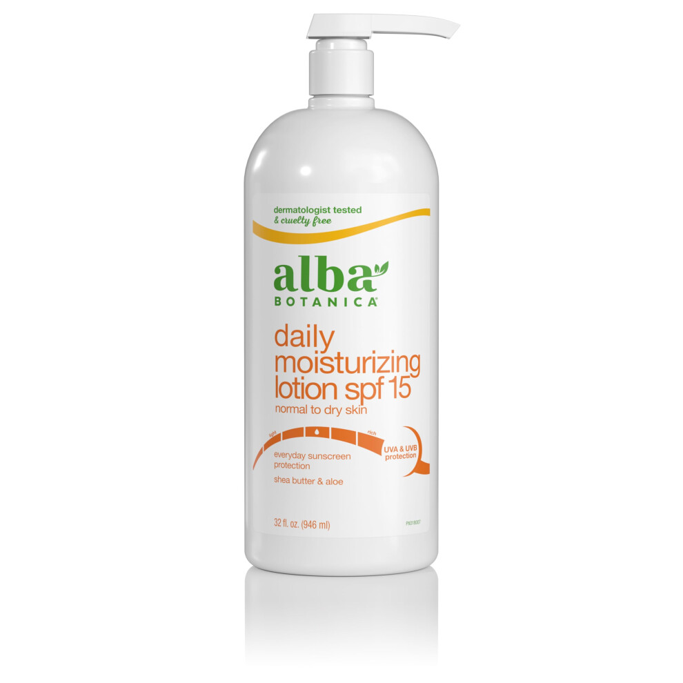 Alba Botanica Very Emollient Body Lotion, Daily Shade Formula, Spf 15, 32-Ounce Bottle