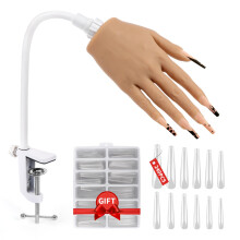 Adonafy Practice Hand for Acrylic Nails - Silicone Nail Practice Hand - Flexible Nail Hand Practice Model for Beginners - Bendable Fake Hand for