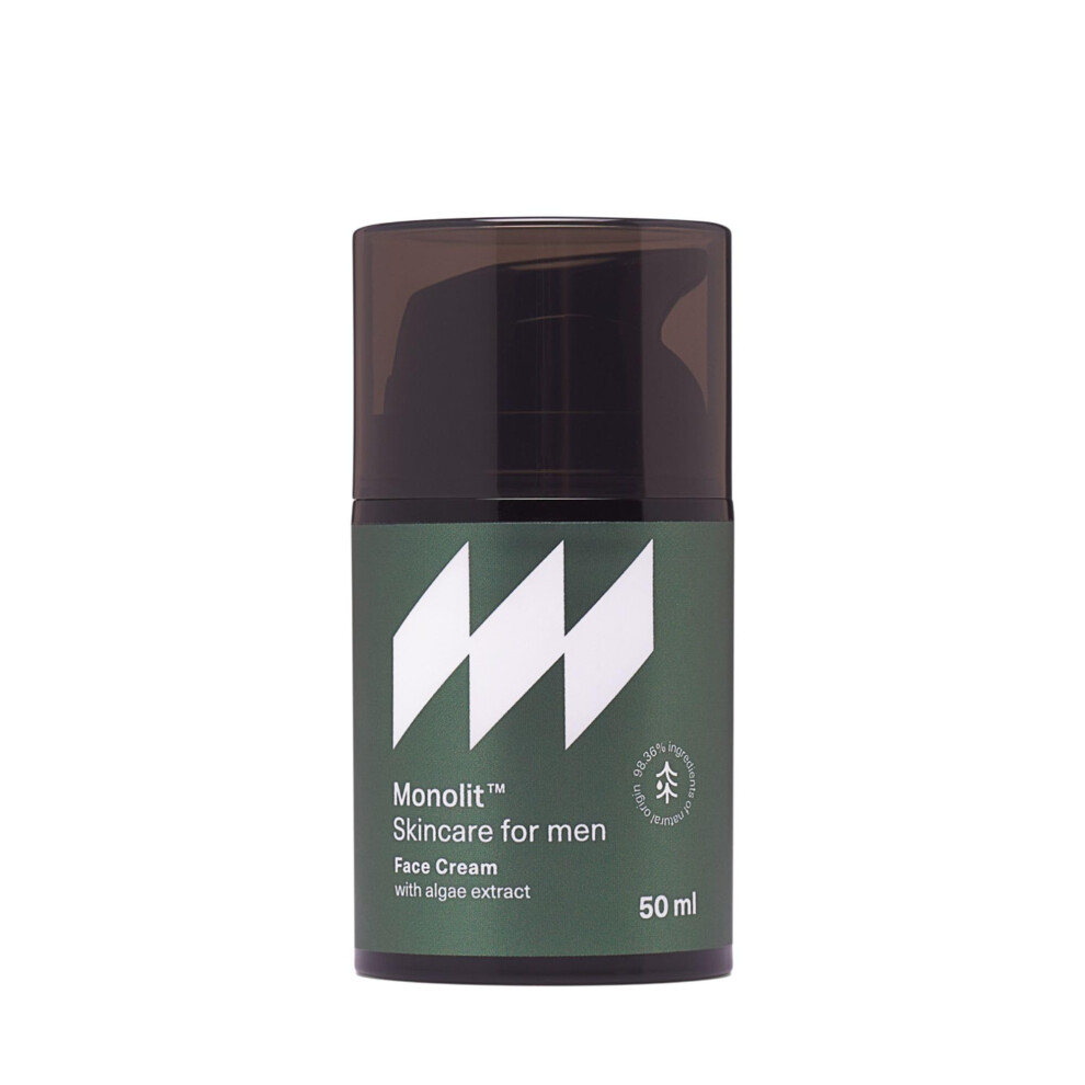 Monolit Skincare For Men Monolit Face Cream With Algae Extract, For Man, Nourishing Avocado Oil, Anti-Aging Spirulina, Moisturizing Coconut Oil, 50Ml