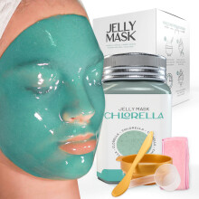 BR?UN Jelly Mask Jar Chlorella Peel-Off Face Care Rubber Mask - A 23 fl oz Skin Care Gel Mask Jar Spa Set for Men, Women and Adults