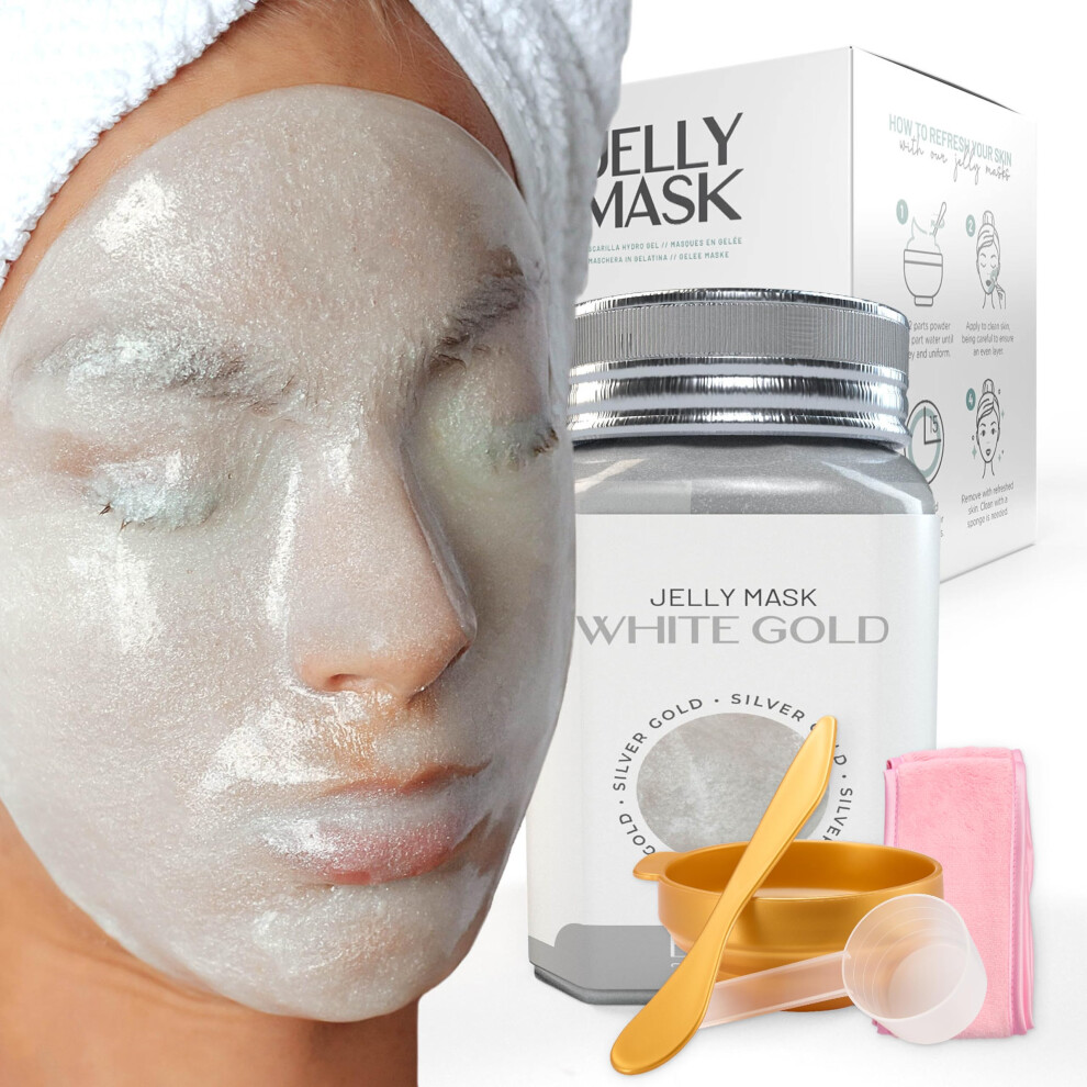 BrãUn Br?Un Jelly Mask Jar White Gold Glycolic Ac Aha Peel-Off Face Care Rubber Mask | 23 Fl Oz Skin Care Moisturizing Gel Mask Jar Spa Set