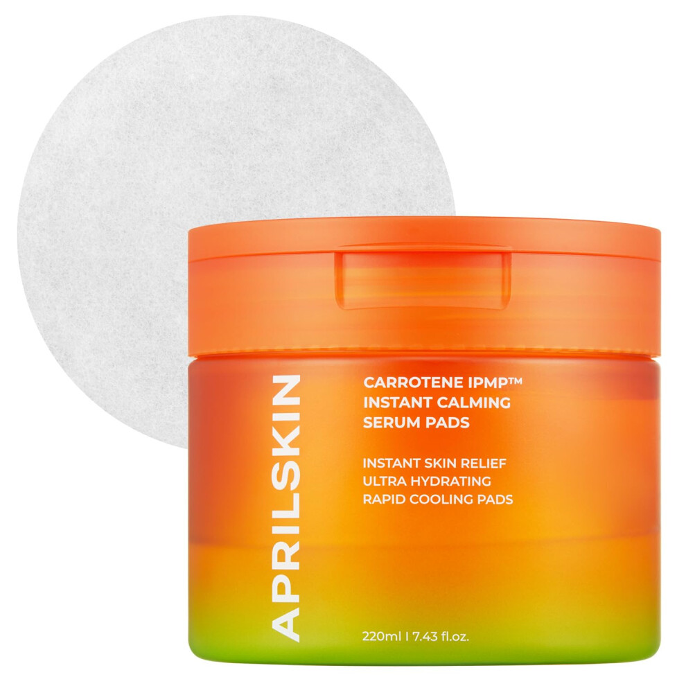 Aprilskin Carrotene Ipmp? Instant Calming Serum Toner Pads | 5-Minute Cooling Serum Pads | Vegan, Cruelty-Free | Non-Comedogenic | Toner-Serum-Sheet