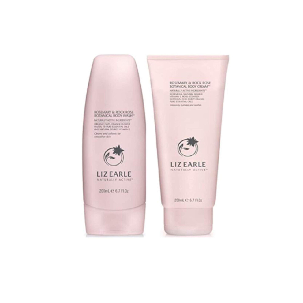 Liz Earle Rosemary & Rock Rose Body Wash 200ml PLUS Botanical Body Cream 200ml