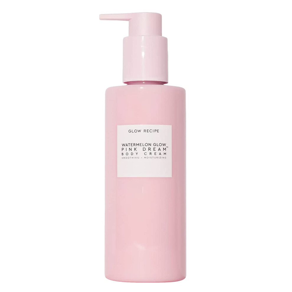 Glow Recipe Watermelon Glow Pink Dream Body Cream - Daily Hydrating Lotion with Hibiscus AHA and Hyaluronic Acid for Smooth Skin - Mineral Oil-Free