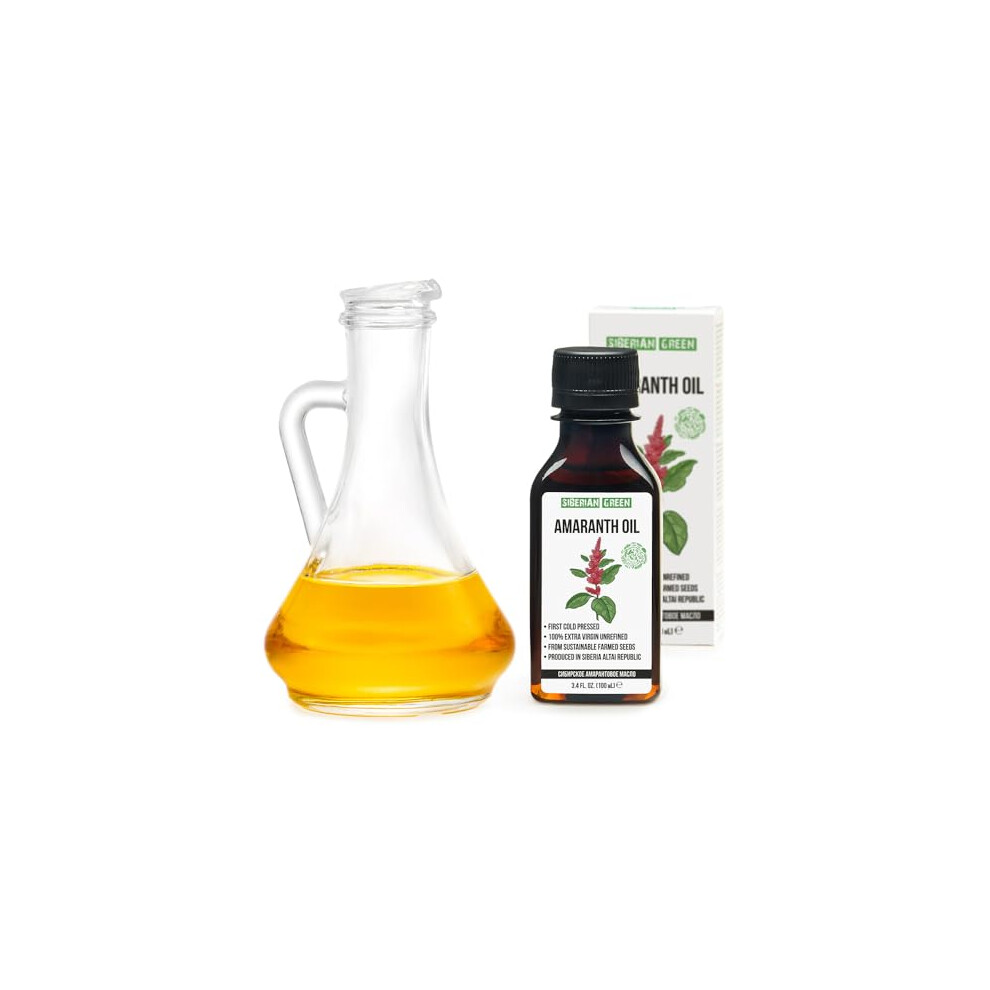 Siberian Green Siberian Amaranth Oil | 100% Natural Extra Virgin Cold Pressed 100 Ml / 3.4 Fl Oz | Unrefined Raw No-Gmo Vegan | Exclusive Squalene