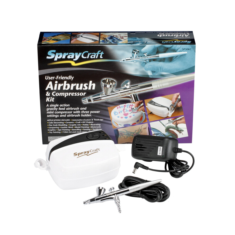 Spraycraft Sp30kc Airbrush & Compressor Kit ? Single Action Gravity Feed Brush Set 5051220030068
