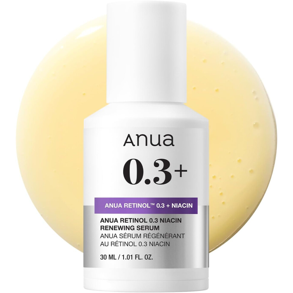 Anua Retinol Serum For Anti-Aging, Textured Skin | 0.11% Retinol, 5% Niacinamide, 20+Soothing Ingredients Gentle For Beginner (30Ml /1.01 Fl.oz.)