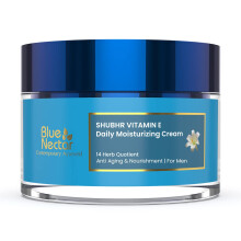 Blue Nectar Anti Aging Cream for Men | Natural Moisturizer with Vitamin E for Wrinkles & Fine Lines (14 herbs, 50g)
