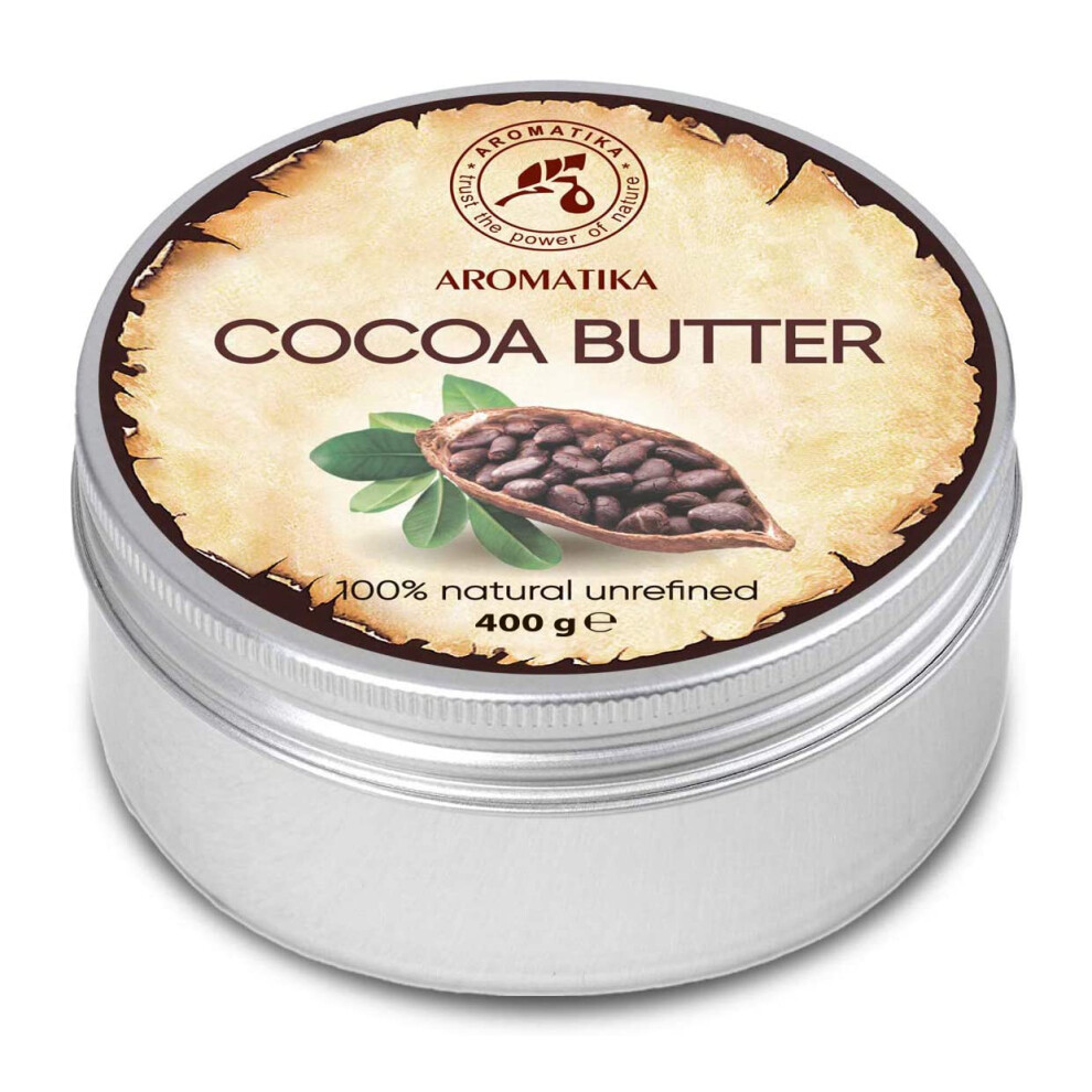 Aromatika Trust The Power Of Nature Cocoa Butter 400G - Unrefined - Pure & Natural - Cocoa Butter For Beauty Care - Moisturiser For Hair - Skin - Lips - Face - Body - Massage - Good For