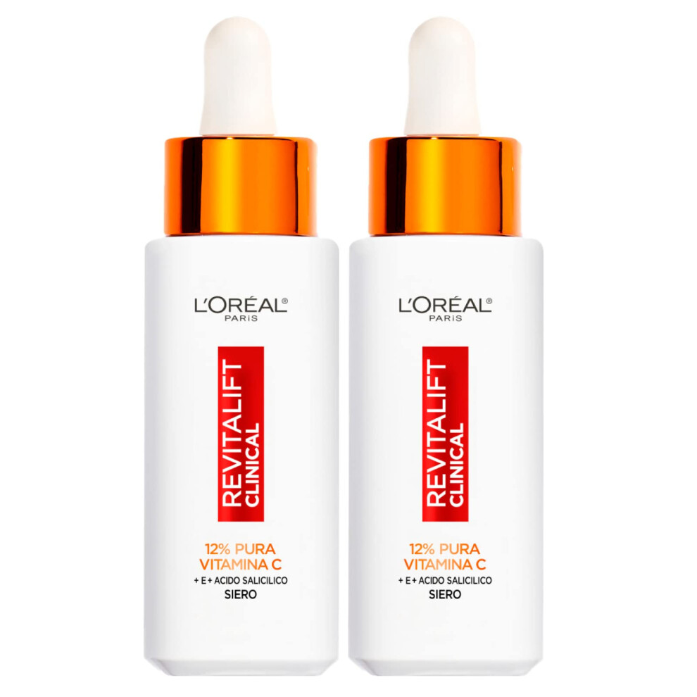 L'Or?al Paris Revitalift Clinical Anti-Ageing Face Serum Formula with 12% Pure Vitamin C E and Salicylic Acid Luminous and Uniform Skin - 2 Bottles