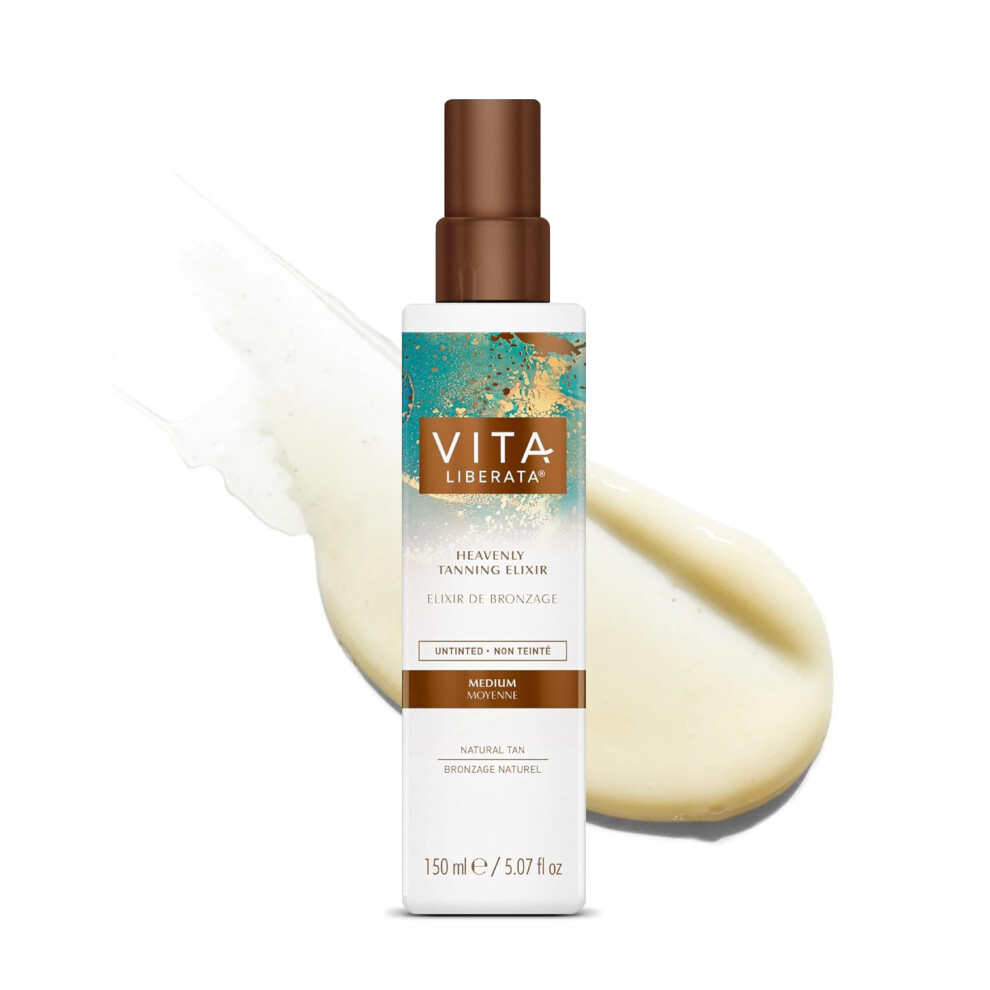 Vita Liberata Heavenly Self Tanning Elixir - Medium - Untinted, Hydrating Self Tan, For Beautifully Bronzed Skin, Formulated with Organic Aloe Vera &