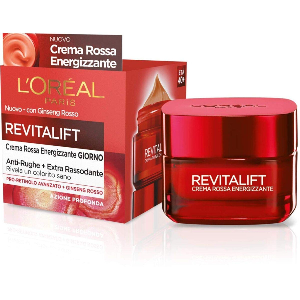 L'Or?al Paris Energising Anti-Wrinkle Revitalift Day Face Cream, Extra Firming Formula Enriched with Red Ginseng and Advanced Pro-Retinol, 50 ml