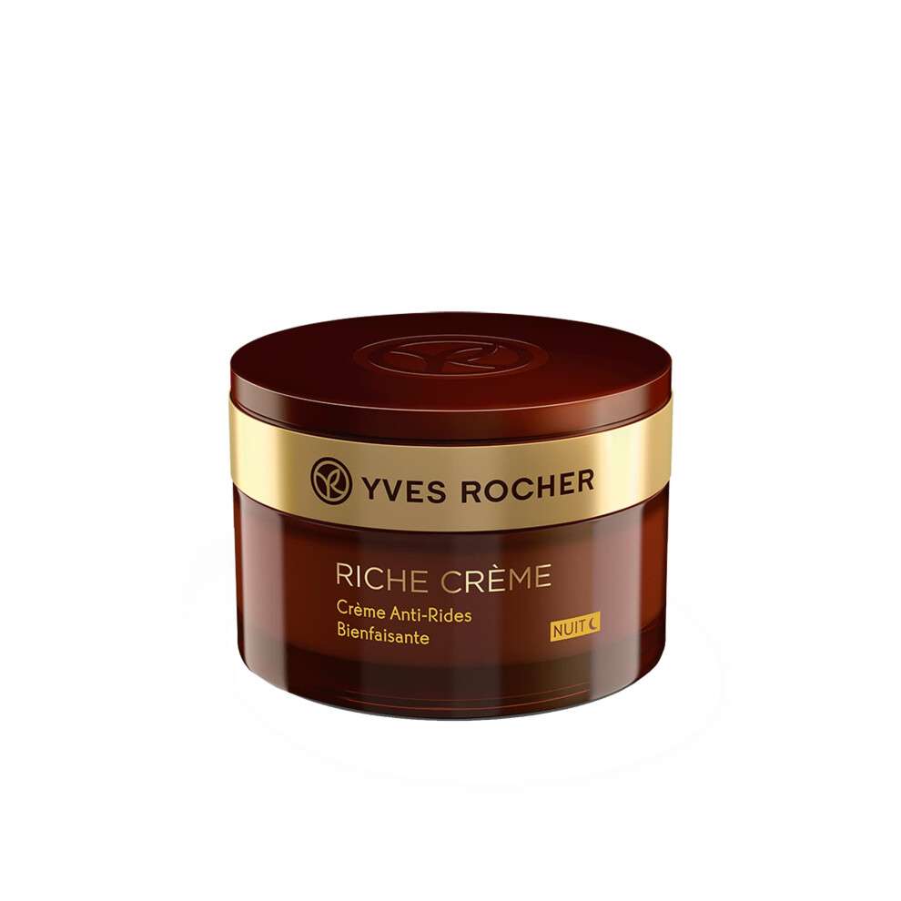 Yves Rocher Cream Face Moisturizer Riche Cr?Me Anti-Wrinkle Comforting Night With Precious Oils, For Mature Skin + Dry Skin, 50 Ml Jar
