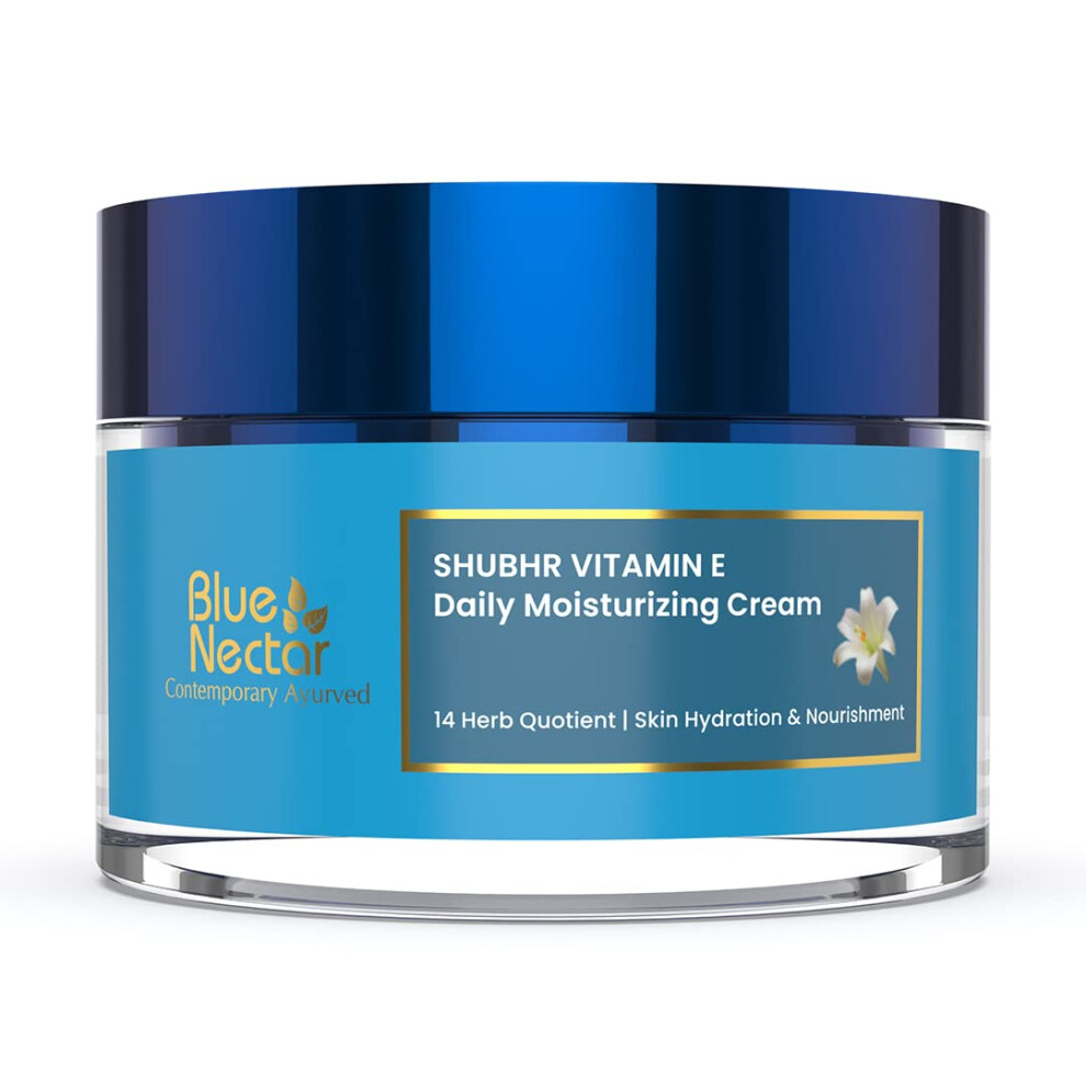 Blue Nectar Blue/Cream Nectar Anti Aging Face With Natural Vitamin C & E | Ayurvedic Moisturizer For Skin Firming | Natural Moisturizer For Women (14 Herbs, 50G)