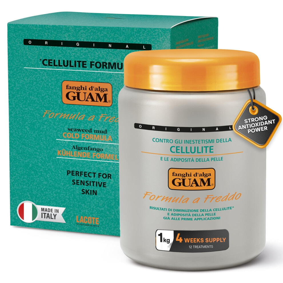 Guam Seaweed Mud Anti Cellulite Treatment For Legs And Thighs - 1 Kg Menthol Algae Cellulite Remover, Skin Firming Clay - Gentle Antioxidant Cooling
