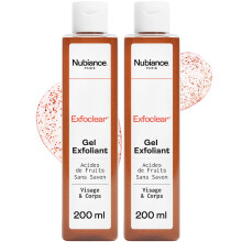 NUBIANCE - Exfoclear? Face & Body Scrub & Neckline - 2x200ml pack - Fruit Acid Peeling - Facial Cleansing Gel for Oily or Dry Skin Anti Blackhead