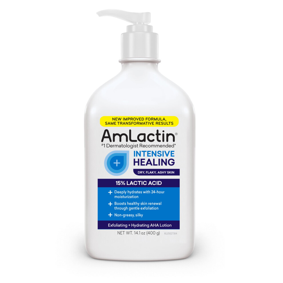 AmLactin Rapid Relief Restoring Lotion + Ceramides, 14.1 Ounce with Pump, Paraben Free