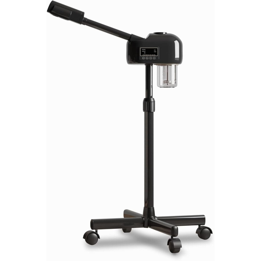 Professional Facial Steamer with LCD Screen, Timer, for Salon SPA Face Care, Height Adjustable, Black