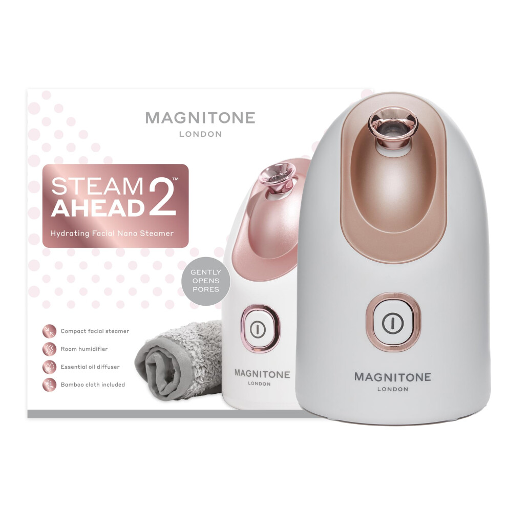 Magnitone Steamahead2 Hydrating Facial Nano Steamer At-Home Spa Treatment For Deep Pore Cleansing And For Use With Essential Oils As A Room Humidifier