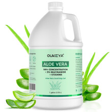 OUKEYA 98% Organic Aloe Vera Gel with 2% Niacinamide, Soothing, Hydrating & Repairing for Face, Body & Hair, After Sunburn Relief, Acne Treatment,