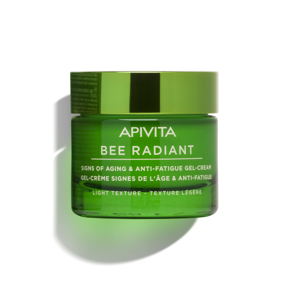 Apivita Bee Radiant Signs of Aging & Anti-Fatigue Face Gel-Cream 50ml - Light Texture - Antiwrinkle Moisturizer With Propolis & White Peony - Fights