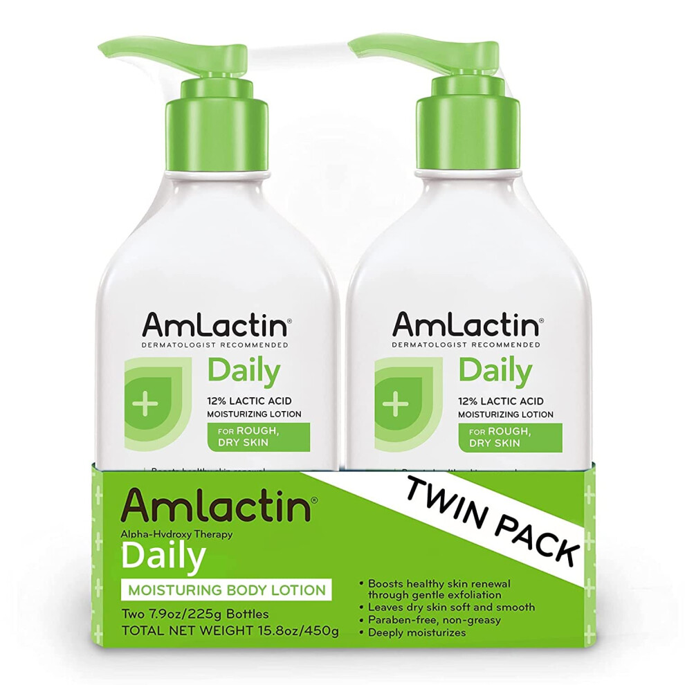 Amlactin Daily Moisturizing Body Lotion Twin Pack, (2) 7.9 Ounce Bottles, Paraben Free