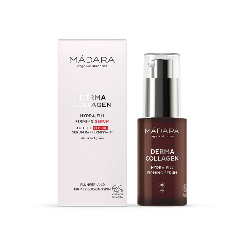 Madara Organic Skin Care Derma Collagen Hydra-Fill Firming Serum ? Peptide & Hyaluronic Acid Anti-Aging Serum For Skin Firmness & Elasticity, 30Ml