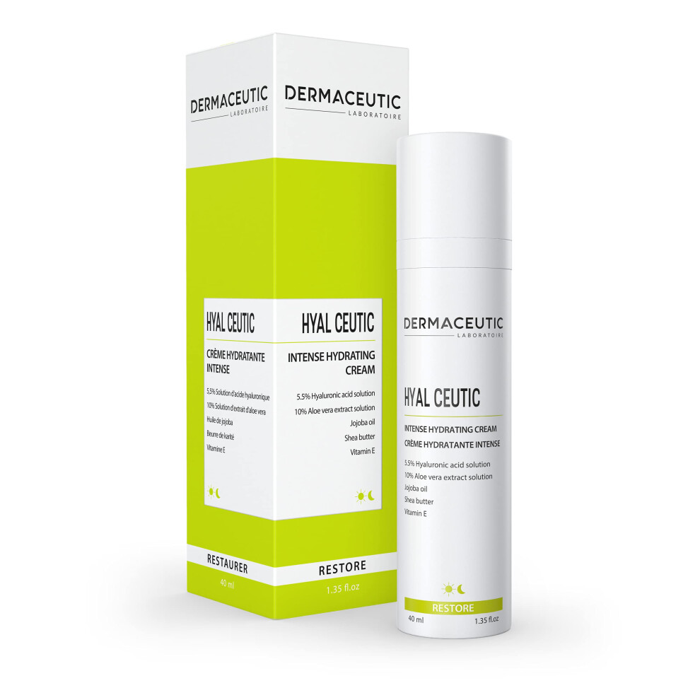 Dermaceutic Hyal Ceutic - Intense 24Hr Moisturizing Cream With Hyaluronic Acid, Aloe Vera, Vitamin E And Jojoba Oil - 40Ml