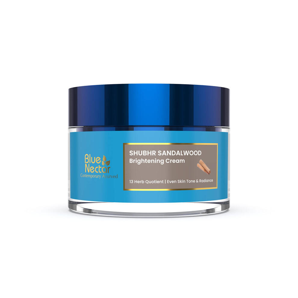 Blue Nectar Blue/Cream Nectar Ayurvedic Brightening And Hydrating Face | Daily Face Moisturiser With Sandalwood, Turmeric, Almond Oil (13 Herbs, 50G)