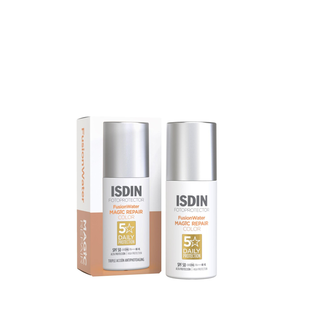 Isdin Fotoultra Age Repair Color Fusion Water Spf 50 - Tinted Facial Sunscreen | Triple Anti-Aging Action | Natural Coverage, 50 Ml