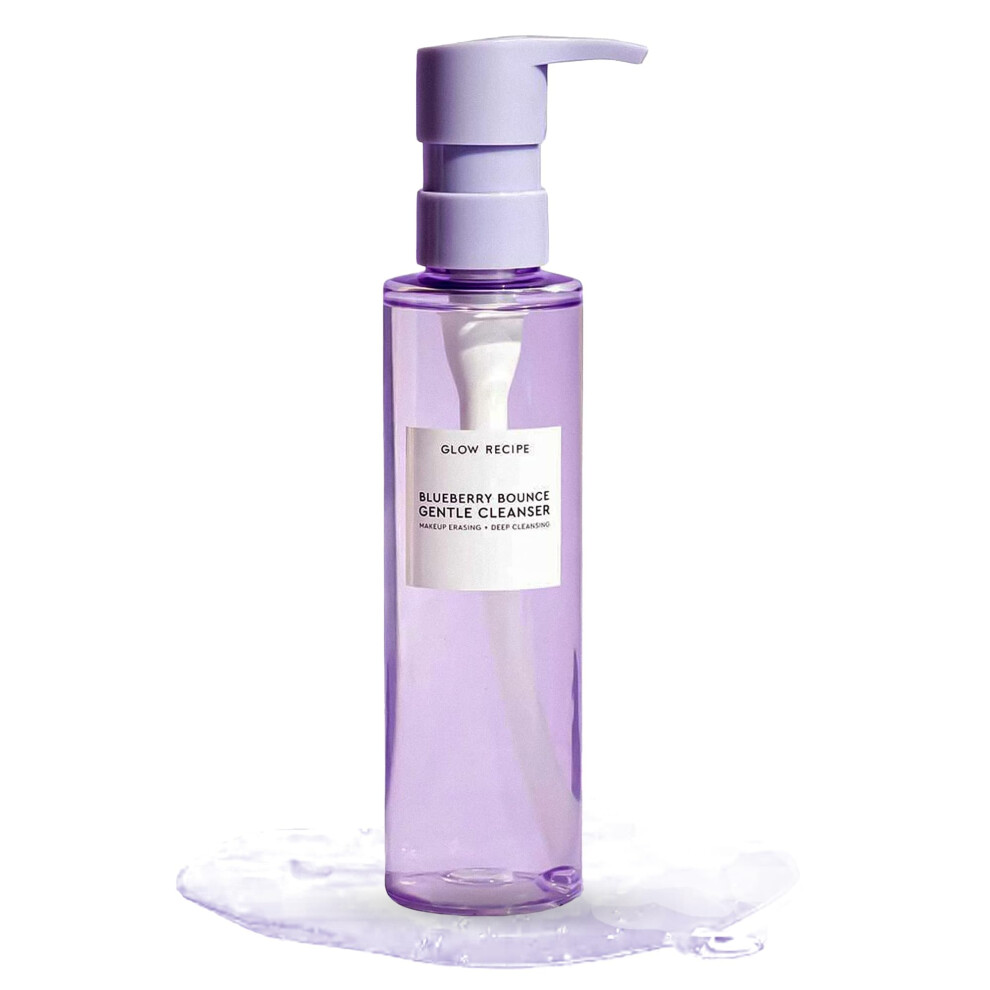 Glow Recipe Blueberry Bounce Hyaluronic Acid Foaming Cleanser - Pore-Refining + Hydrating Gentle Face Cleanser with AHA - Vegan + Cruelty-Free Face