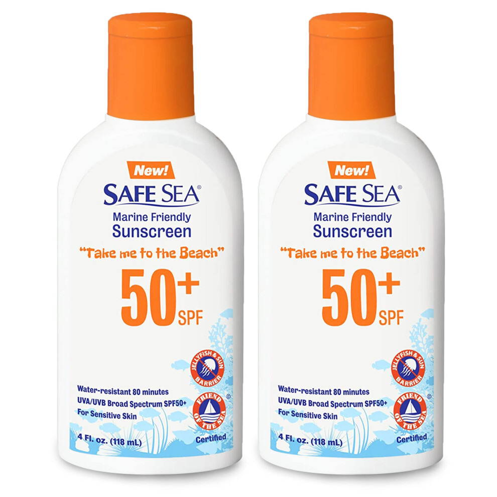 Safe Sea Coral Spf50+ Sting Blocking Sunscreen | 120Ml Bottle | For Sensitive Skin | Anti Jellyfish Sting Protective Lotion | Reef Safe (120Ml Bottle