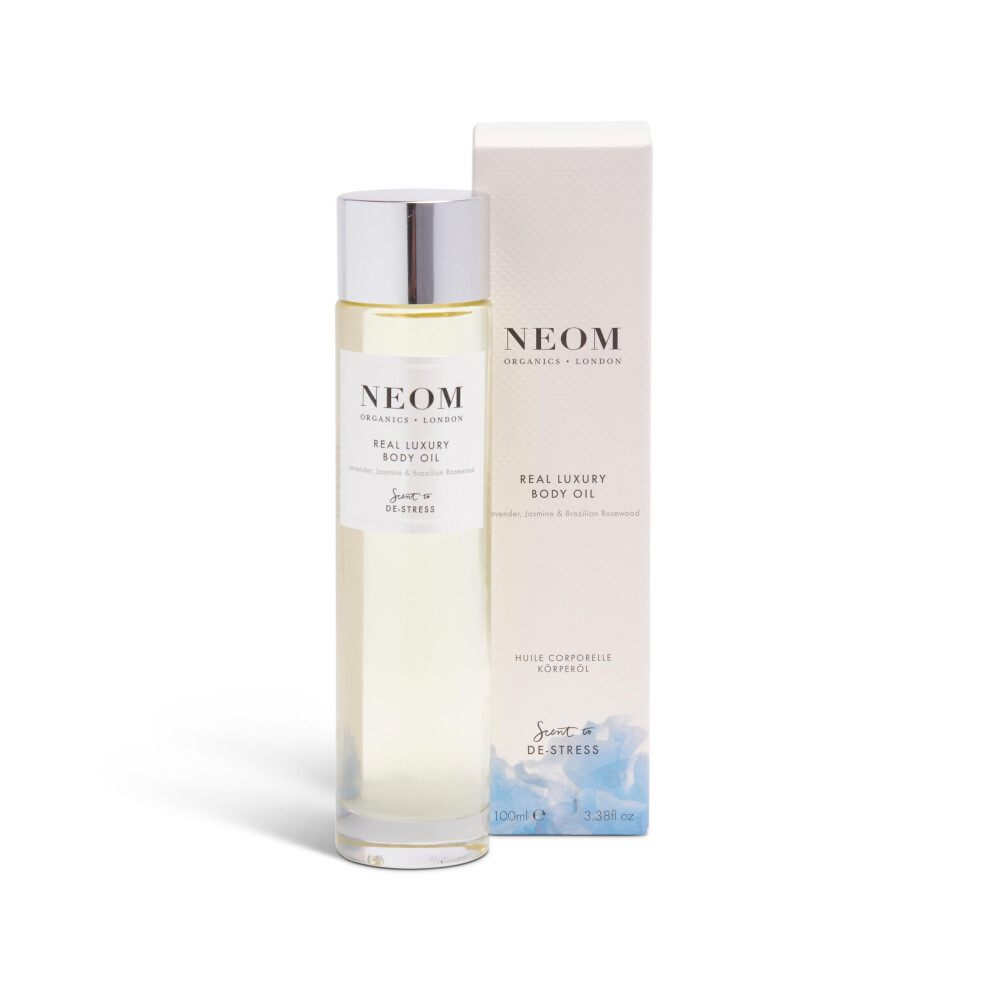 NEOM- Real Luxury Body Oil, 100ml | Lavender & Rosewood | Hydrate & Nourish | Scent to De-Stress